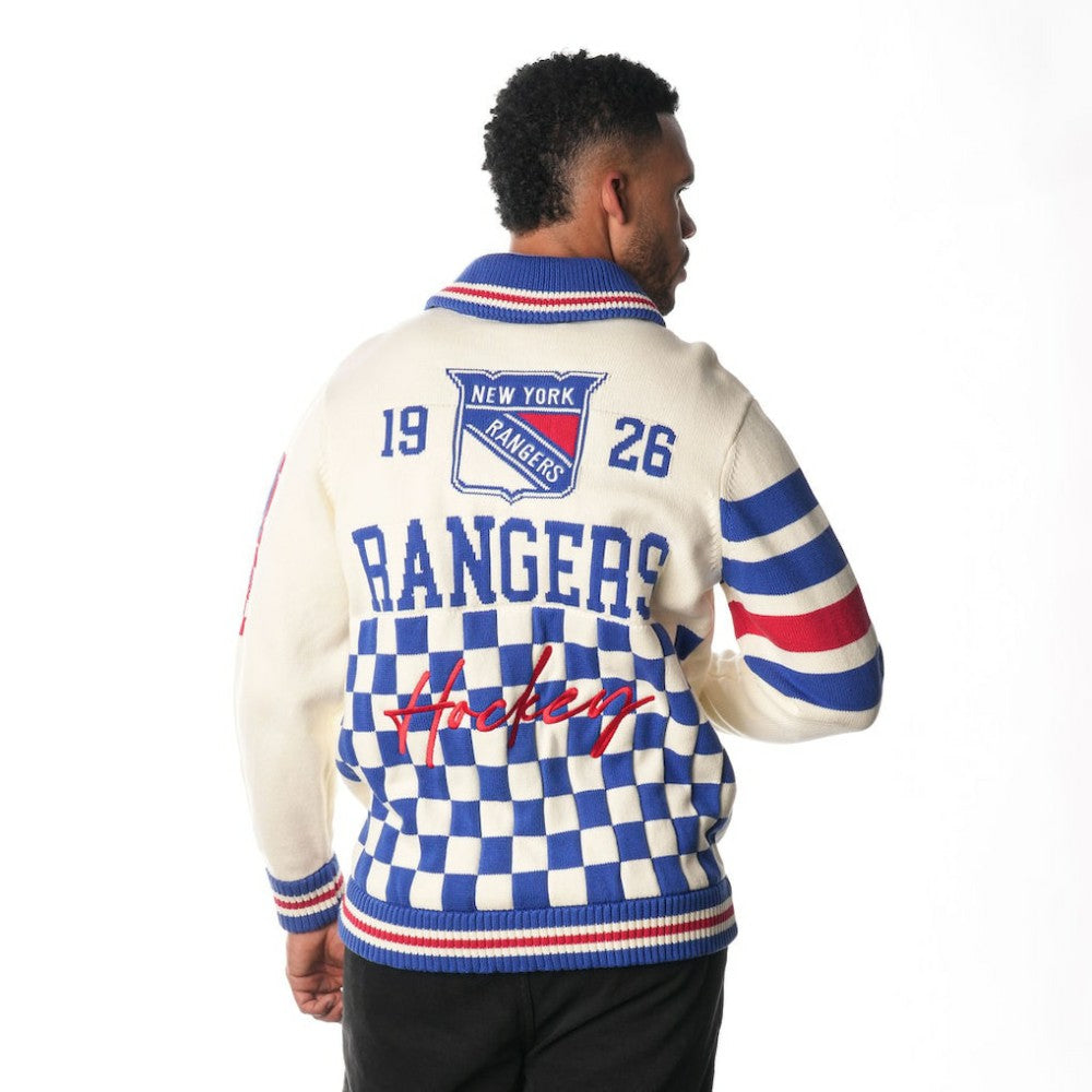 New York Rangers The Wild Collective Unisex Jacquard Full-Zip Sweater - Cream - NHL