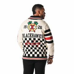 Chicago Blackhawks The Wild Collective Unisex Jacquard Full-Zip Sweater - Cream - NHL
