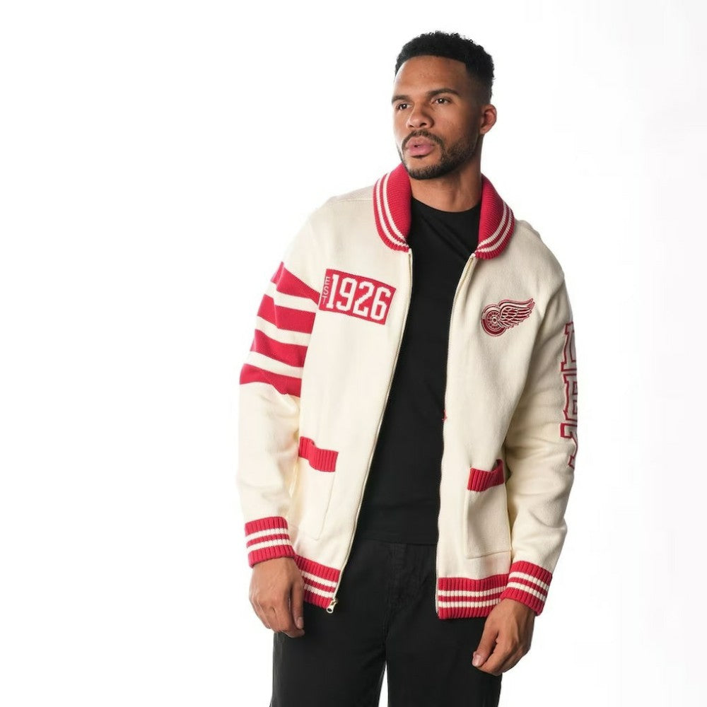 Detroit Red Wings The Wild Collective Unisex Jacquard Full-Zip Sweater - Cream - NHL