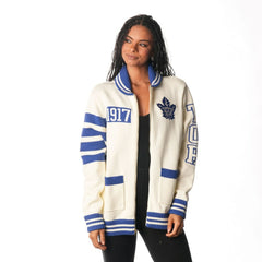 Toronto Maple Leafs The Wild Collective Unisex Jacquard Full-Zip Sweater - Cream - NHL