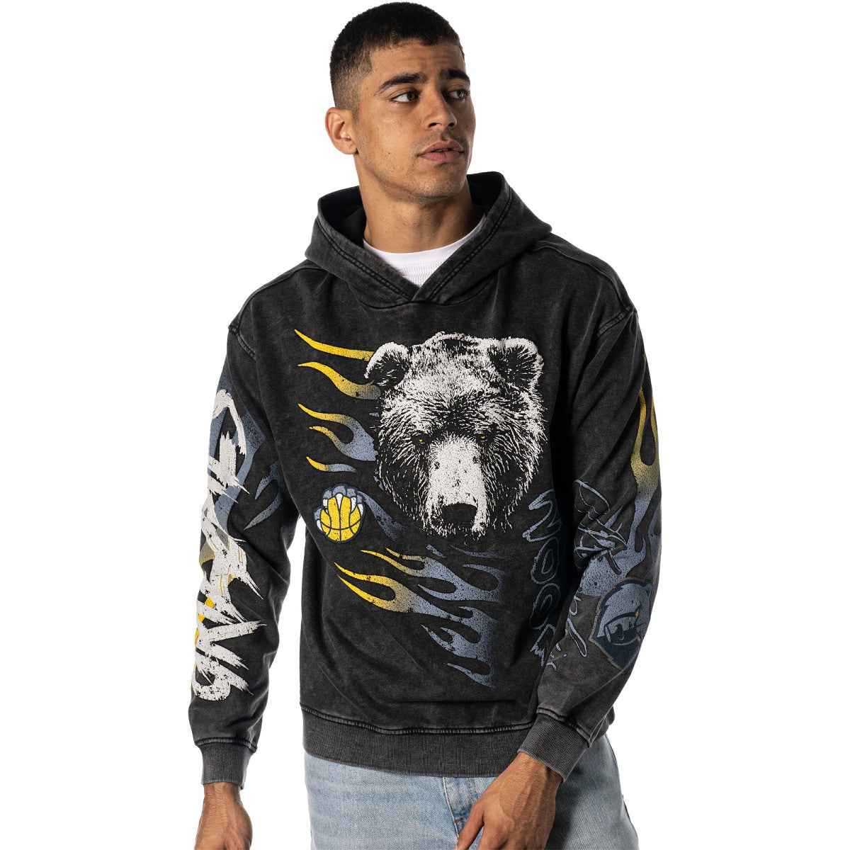 Memphis Grizzlies The Wild Collective Unisex Acid Wash Flame Pullover Hoodie Black - NBA