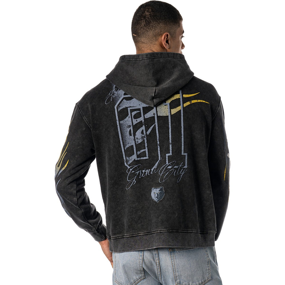 Memphis Grizzlies The Wild Collective Unisex Acid Wash Flame Pullover Hoodie Black - NBA