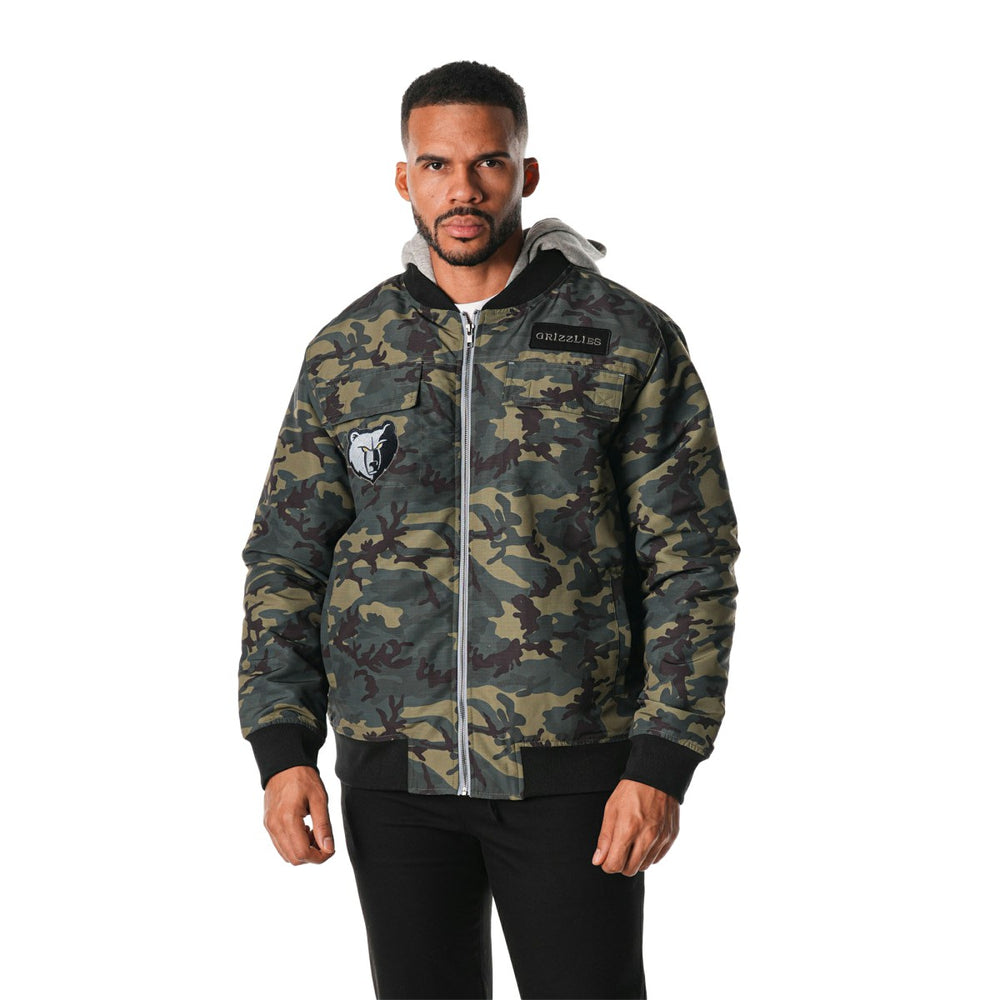 Memphis Grizzlies The Wild Collective Unisex Full-Zip Hoodie Bomber Jacket Camo - NBA
