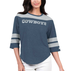 Dallas Cowboys Starter Women's Fullback Tri-Blend 3/4-Sleeve T-Shirt Navy | NFL