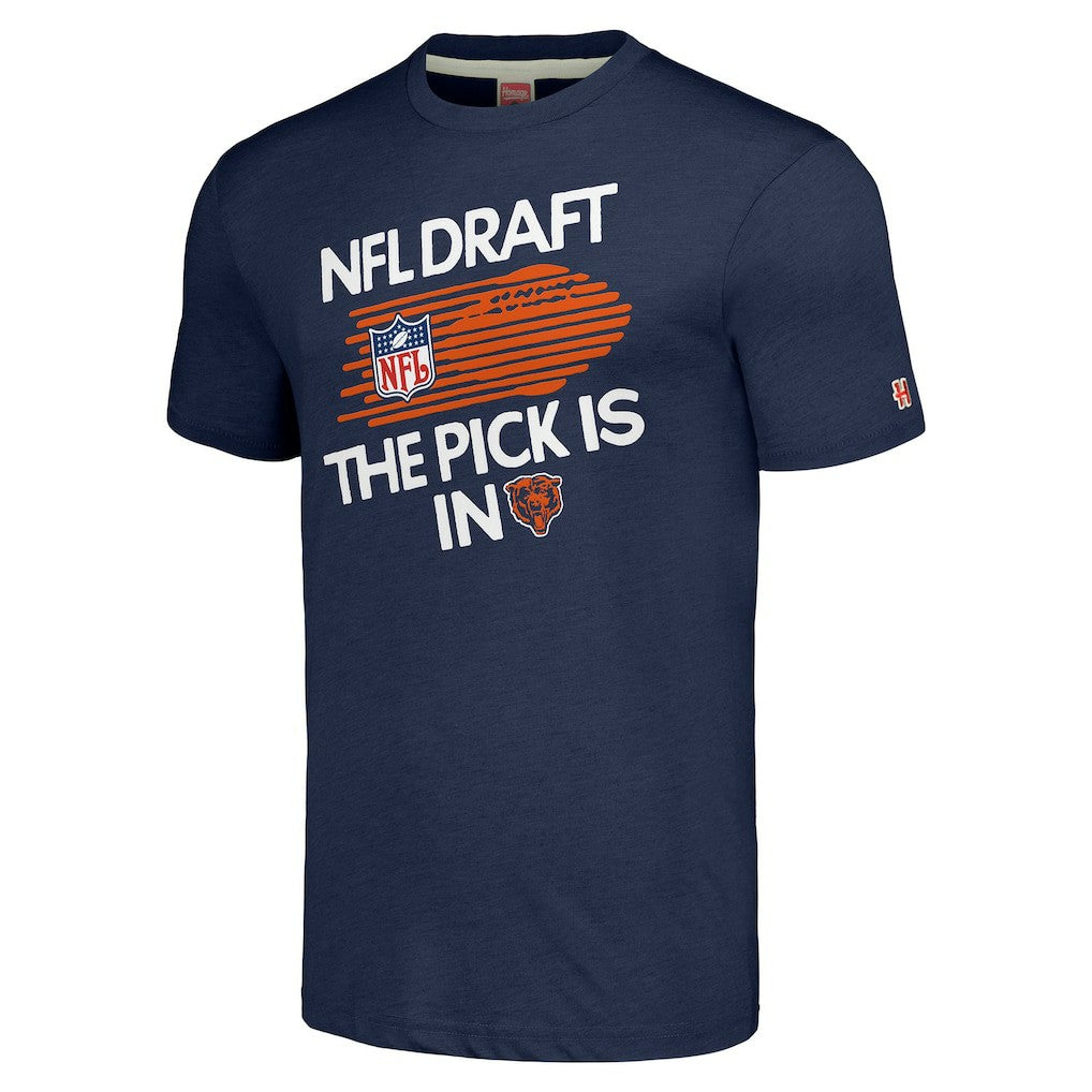 Chicago Bears Homage Unisex 2024 Team Draft Tri-Blend T-Shirt Heather Navy | NFL