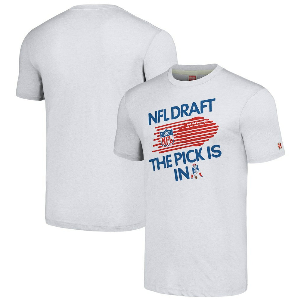 New England Patriots Homage Unisex 2024 Team Draft Tri-Blend T-Shirt Heather Gray | NFL