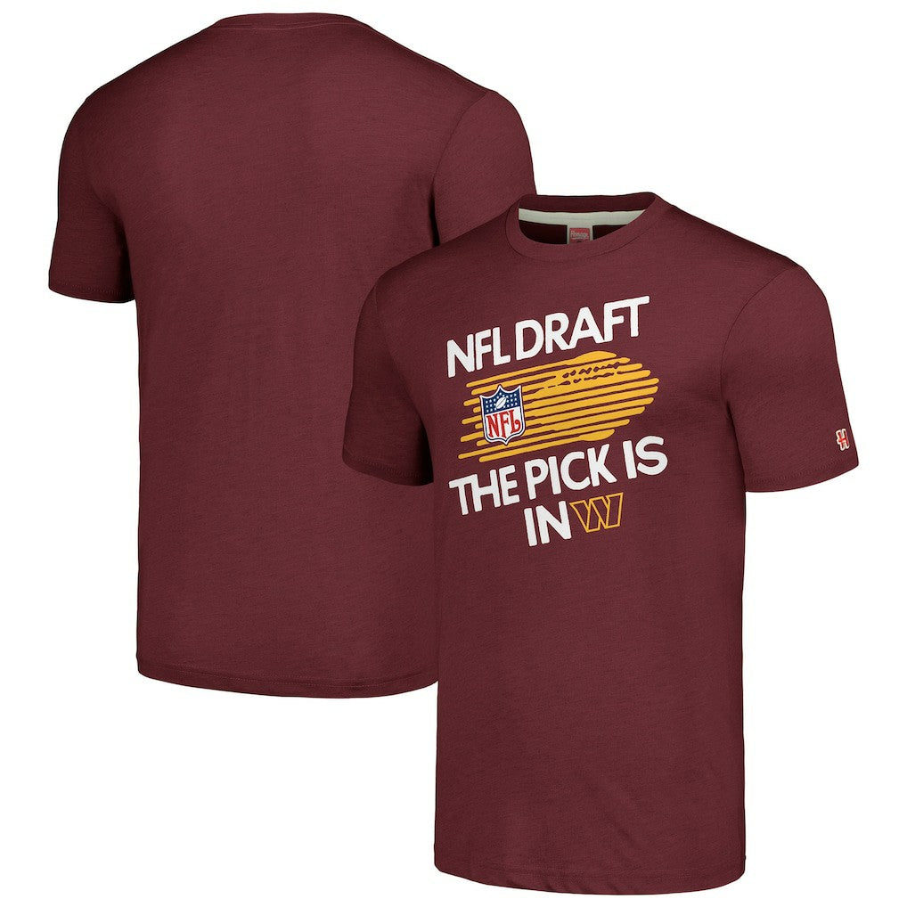 Washington Commanders Homage Unisex 2024 Team Draft Tri-Blend T-Shirt Heather Burgundy | NFL