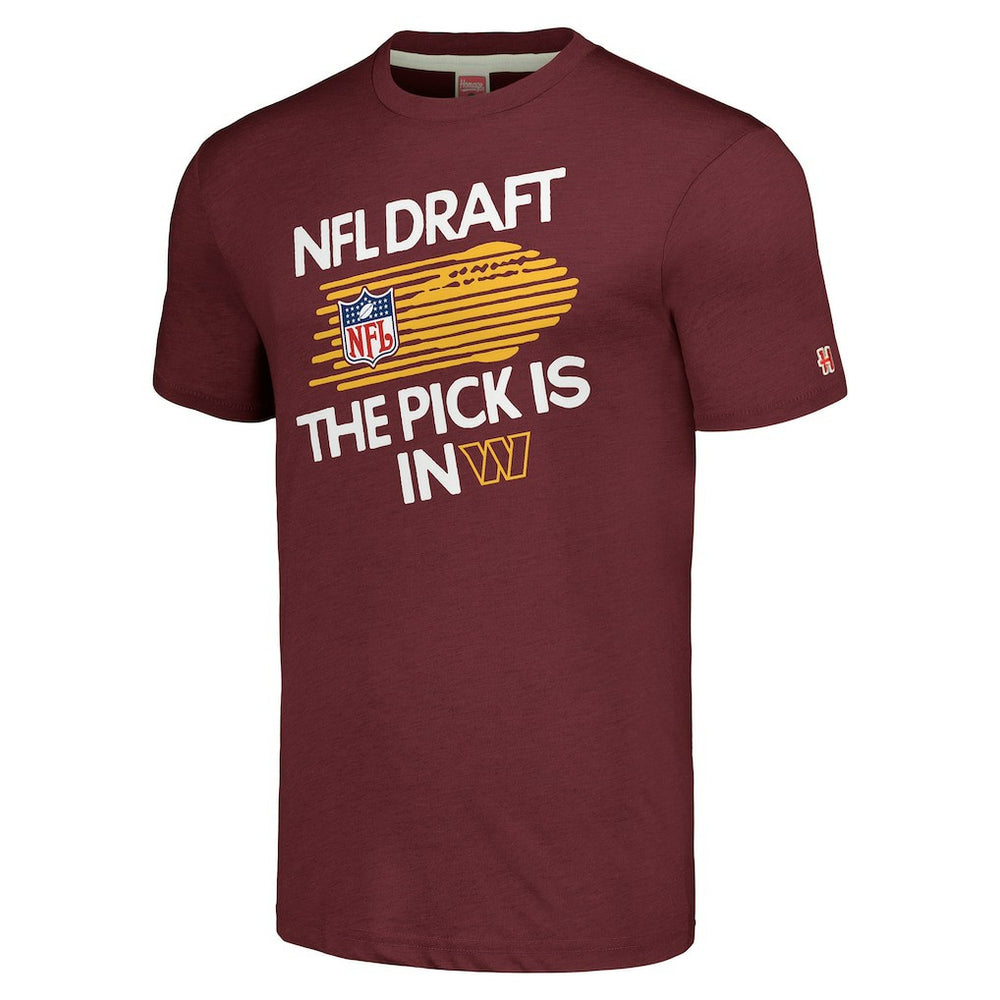 Washington Commanders Homage Unisex 2024 Team Draft Tri-Blend T-Shirt Heather Burgundy | NFL