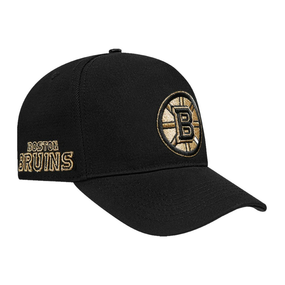 Boston Bruins Pro Standard Metallic Logo Pinch Front Adjustable Hat - Black - NHL