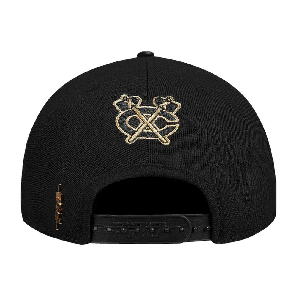 Chicago Blackhawks Pro Standard Metallic Logo Pinch Front Adjustable Hat - Black - NHL