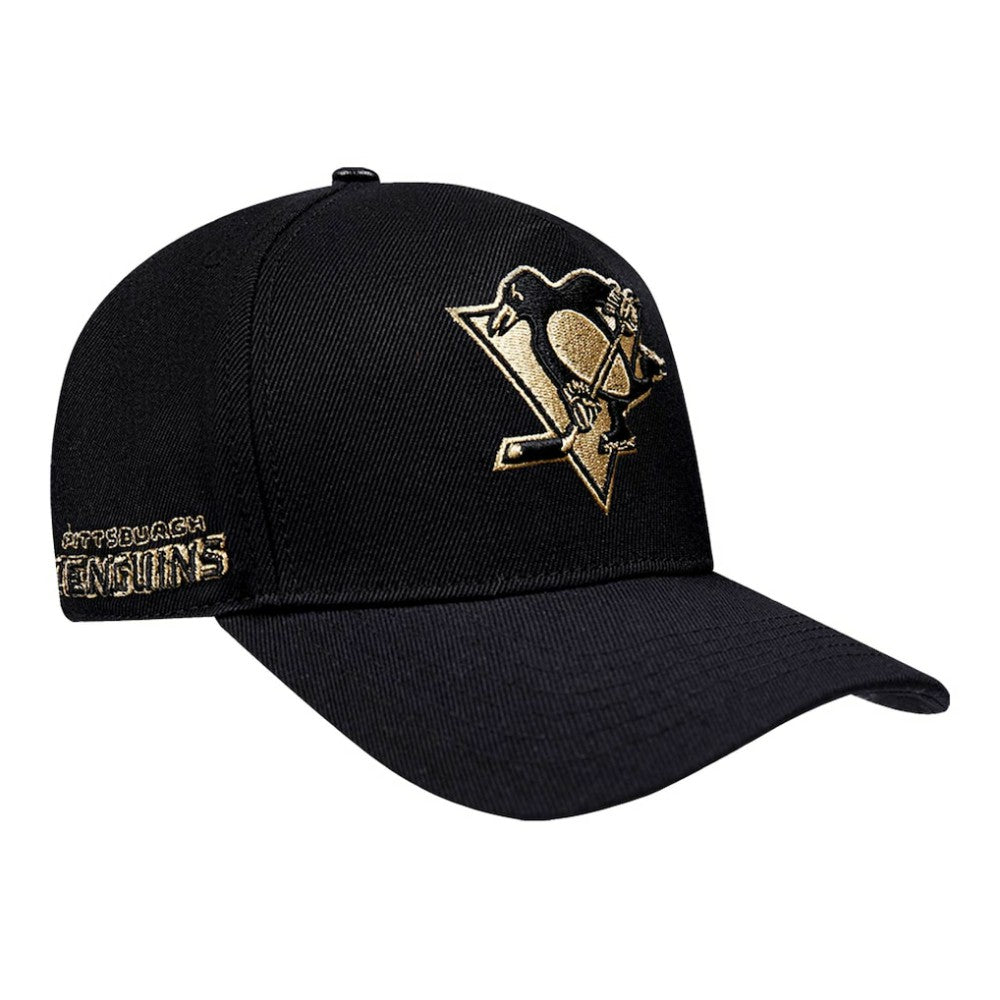 Pittsburgh Penguins Pro Standard Metallic Logo Pinch Front Adjustable Hat - Black - NHL