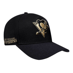 Pittsburgh Penguins Pro Standard Metallic Logo Pinch Front Adjustable Hat - Black - NHL