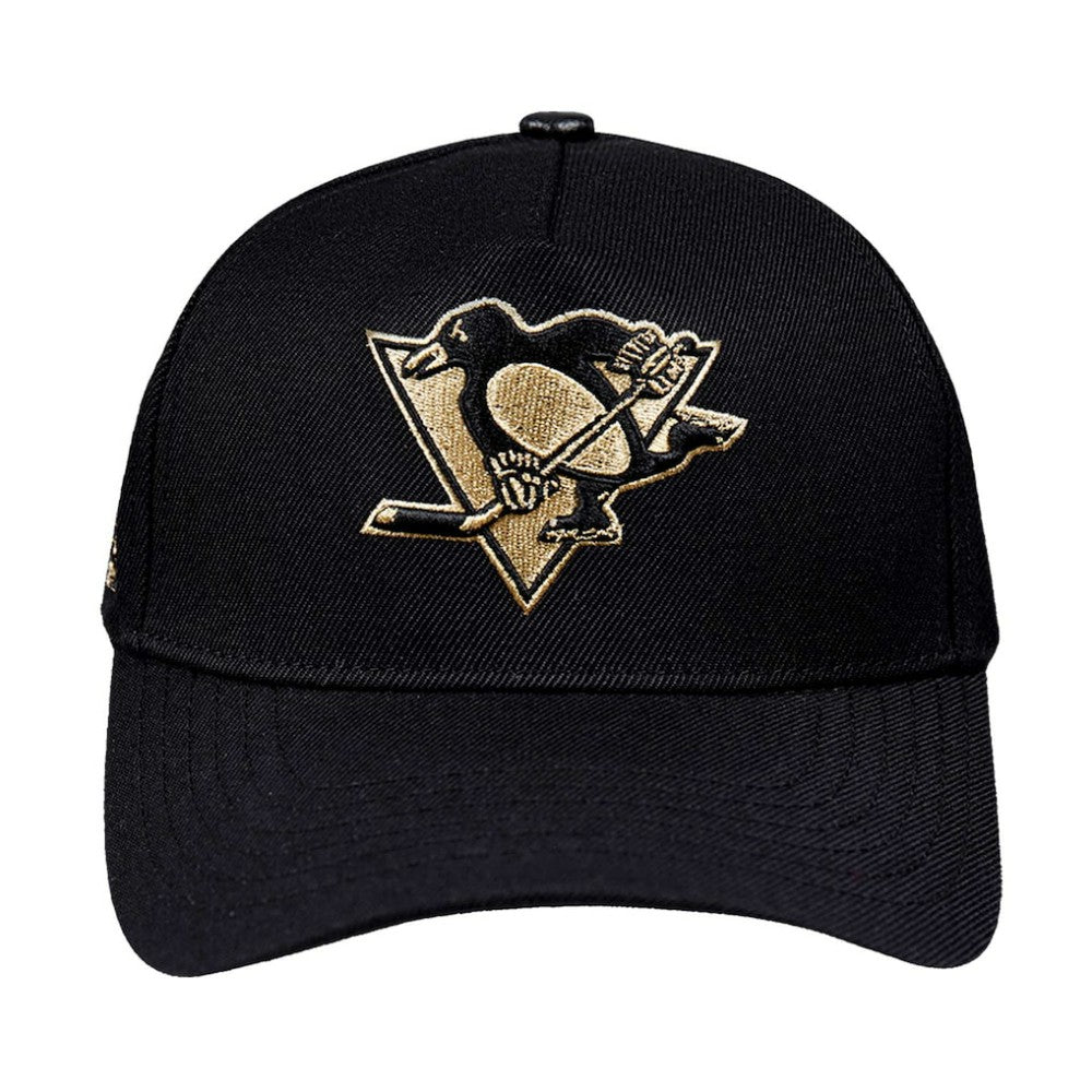 Pittsburgh Penguins Pro Standard Metallic Logo Pinch Front Adjustable Hat - Black - NHL