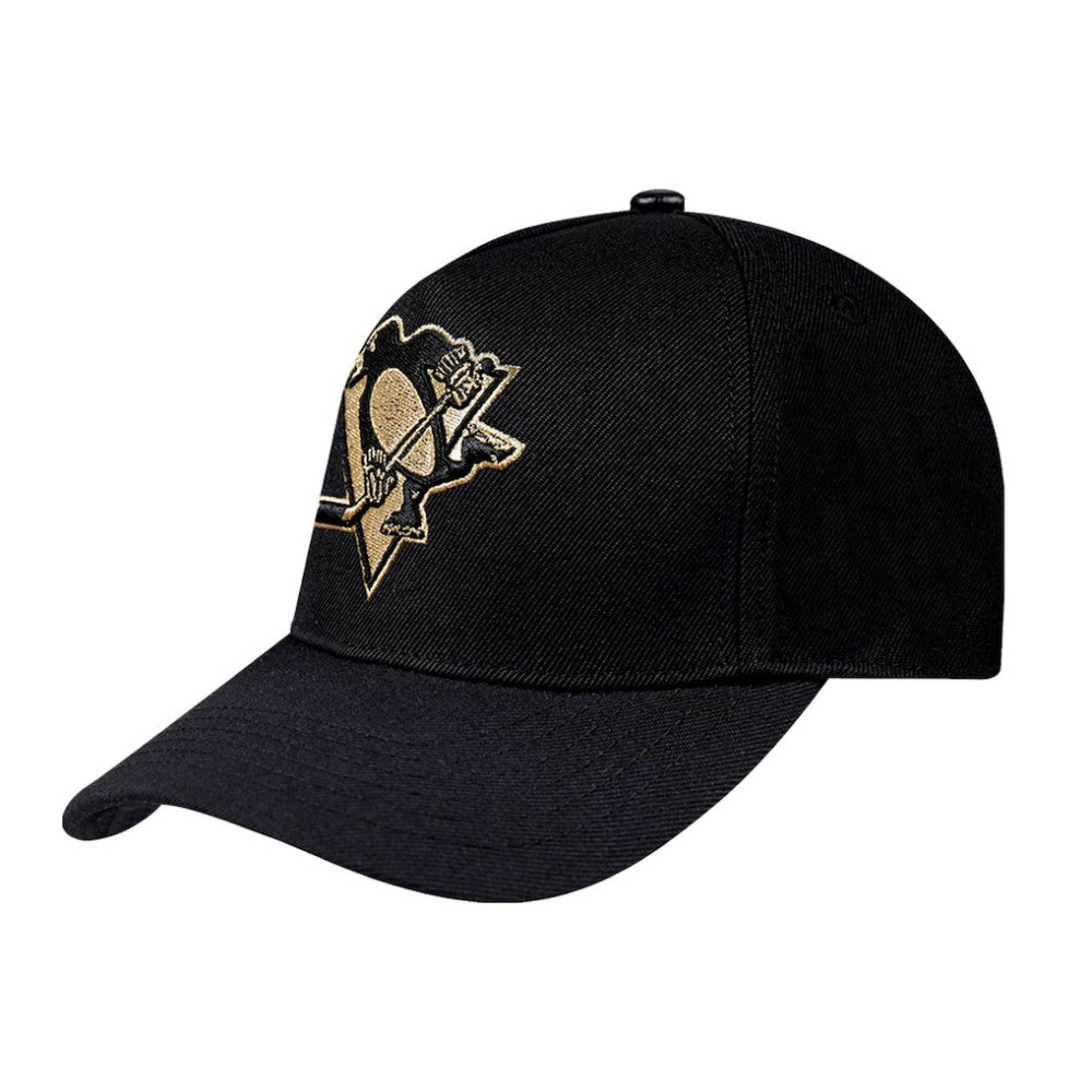 Pittsburgh Penguins Pro Standard Metallic Logo Pinch Front Adjustable Hat - Black - NHL