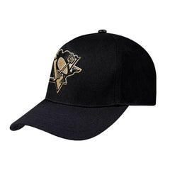Pittsburgh Penguins Pro Standard Metallic Logo Pinch Front Adjustable Hat - Black - NHL