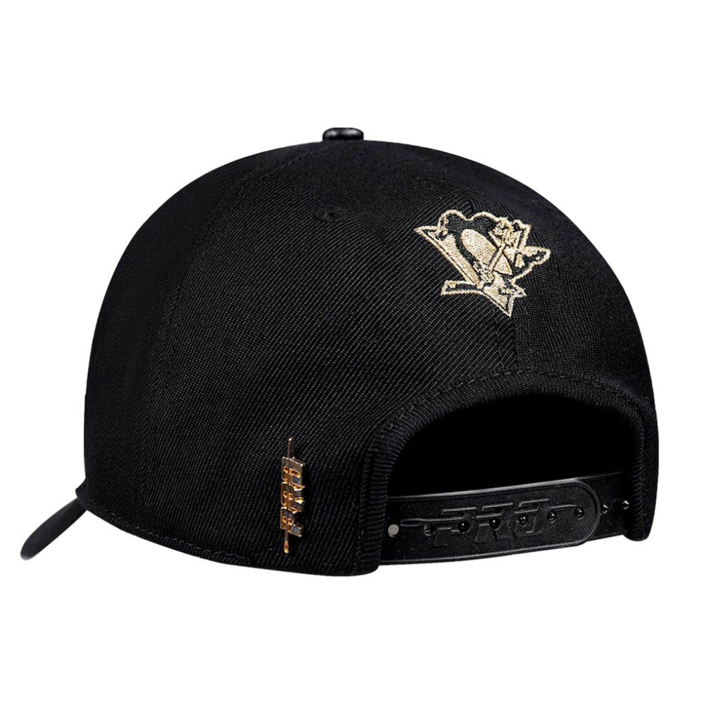 Pittsburgh Penguins Pro Standard Metallic Logo Pinch Front Adjustable Hat - Black - NHL