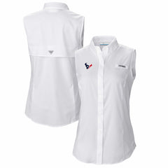 Houston Texans Women's PFG Tamiami Omni-Shade Sleeveless Button-Up Shirt White | Columbia