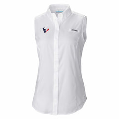 Houston Texans Women's PFG Tamiami Omni-Shade Sleeveless Button-Up Shirt White | Columbia
