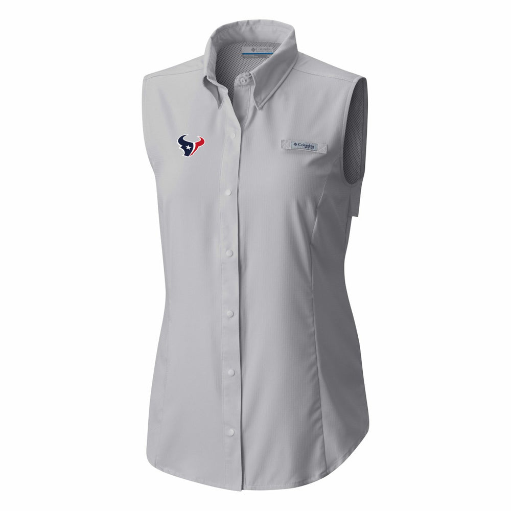 Houston Texans Women's PFG Tamiami Omni-Shade Sleeveless Button-Up Shirt Gray | Columbia