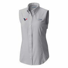 Houston Texans Women's PFG Tamiami Omni-Shade Sleeveless Button-Up Shirt Gray | Columbia