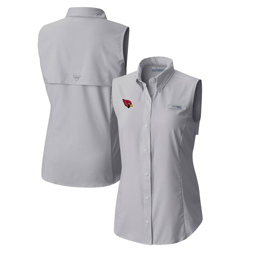 Arizona Cardinals Women's PFG Tamiami Omni-Shade Sleeveless Button-Up Shirt Gray | Columbia