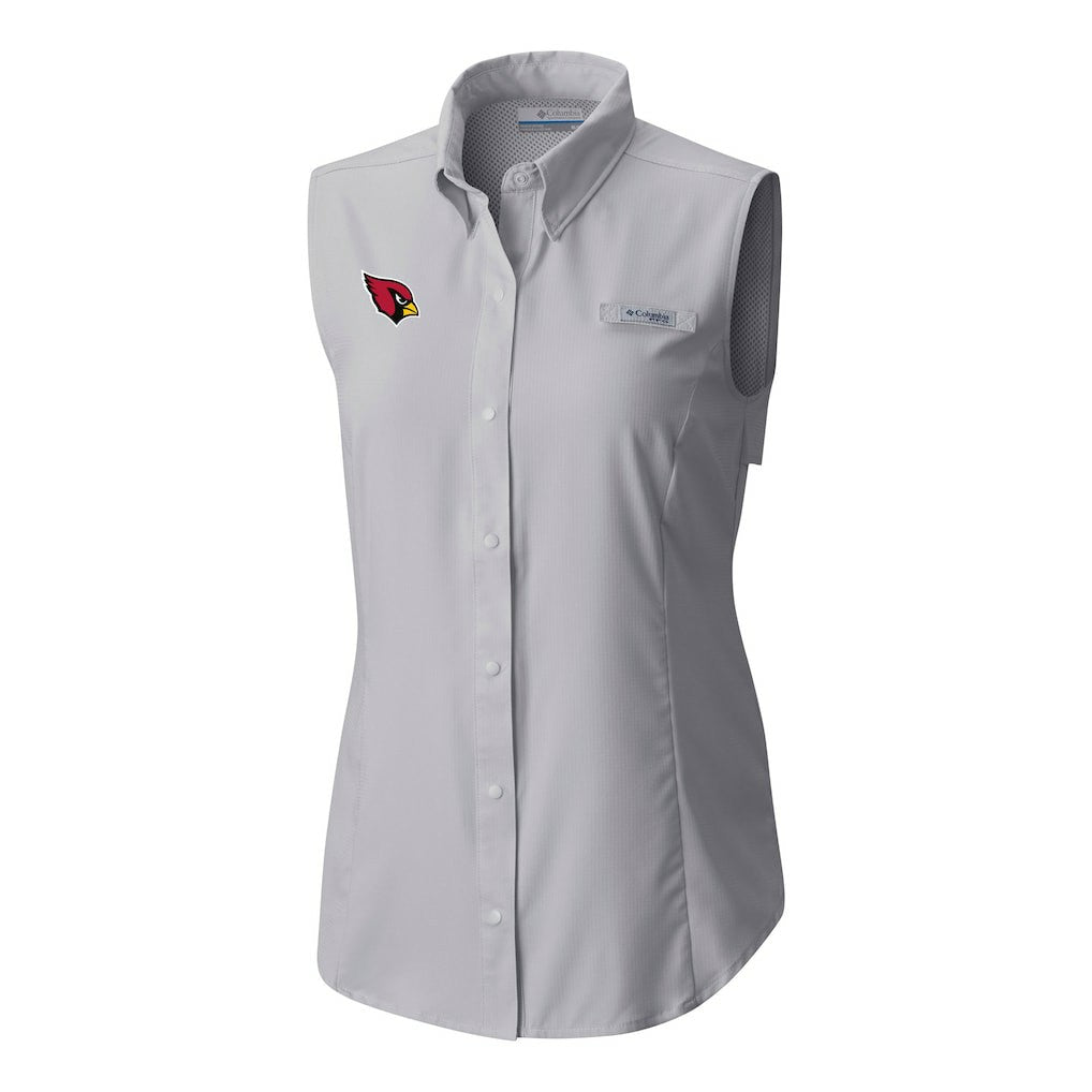 Arizona Cardinals Women's PFG Tamiami Omni-Shade Sleeveless Button-Up Shirt Gray | Columbia