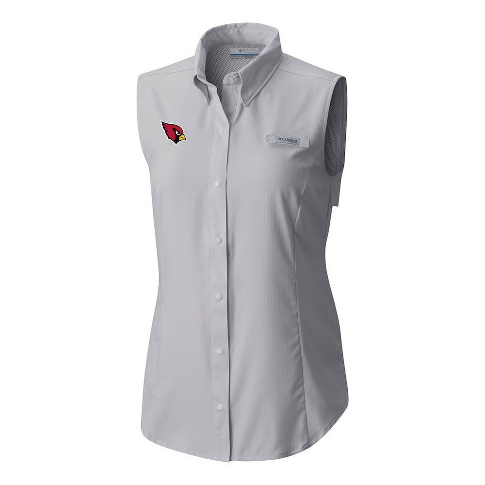 Arizona Cardinals Women's PFG Tamiami Omni-Shade Sleeveless Button-Up Shirt Gray | Columbia