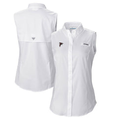 Atlanta Falcons Women's PFG Tamiami Omni-Shade Sleeveless Button-Up Shirt White | Columbia