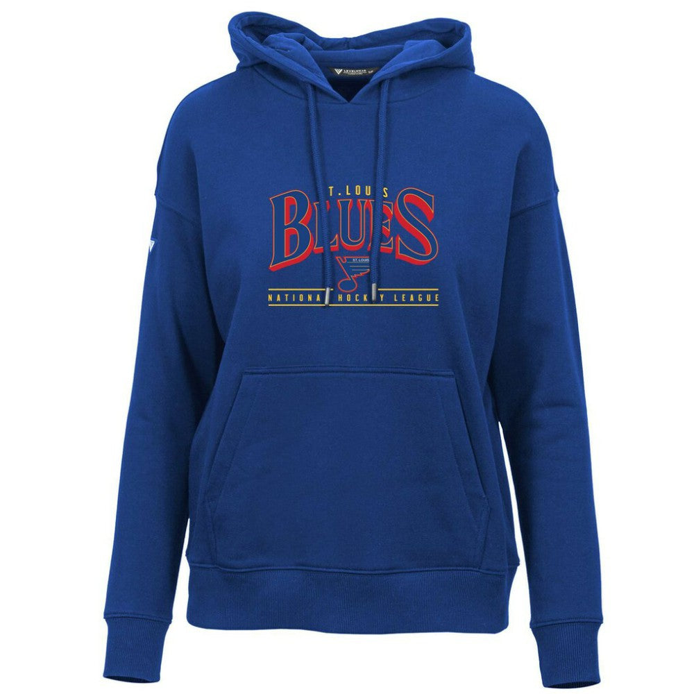 St. Louis Blues Levelwear Women's Retro Adorn Spellout Pullover Hoodie - Blue - NHL