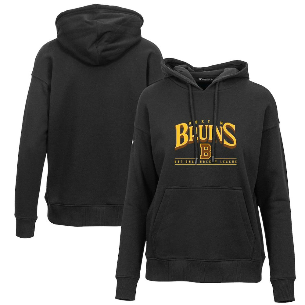 Boston Bruins Levelwear Women's Retro Adorn Spellout Pullover Hoodie - Black - NHL