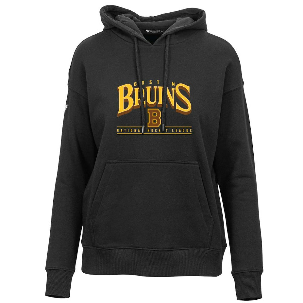Boston Bruins Levelwear Women's Retro Adorn Spellout Pullover Hoodie - Black - NHL