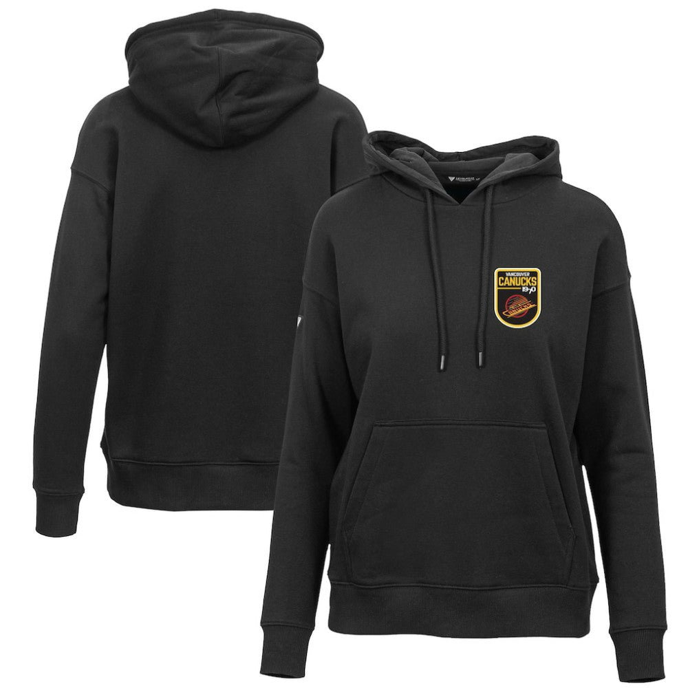 Vancouver Canucks Levelwear Women's Retro Adorn Pullover Hoodie - Black - NHL
