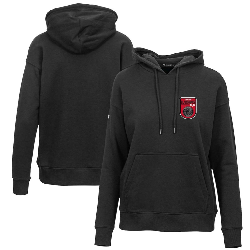 Chicago Blackhawks Levelwear Women's Retro Adorn Pullover Hoodie - Black - NHL