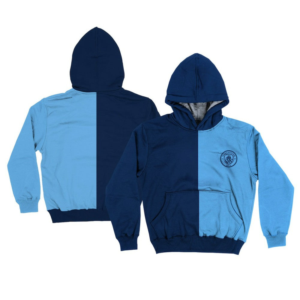 Manchester City Vive La Fete Youth Color Block Fleece Pullover Hoodie Navy/Sky Blue - FIFA World CUP