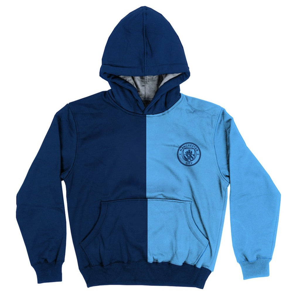 Manchester City Vive La Fete Youth Color Block Fleece Pullover Hoodie Navy/Sky Blue - FIFA World CUP