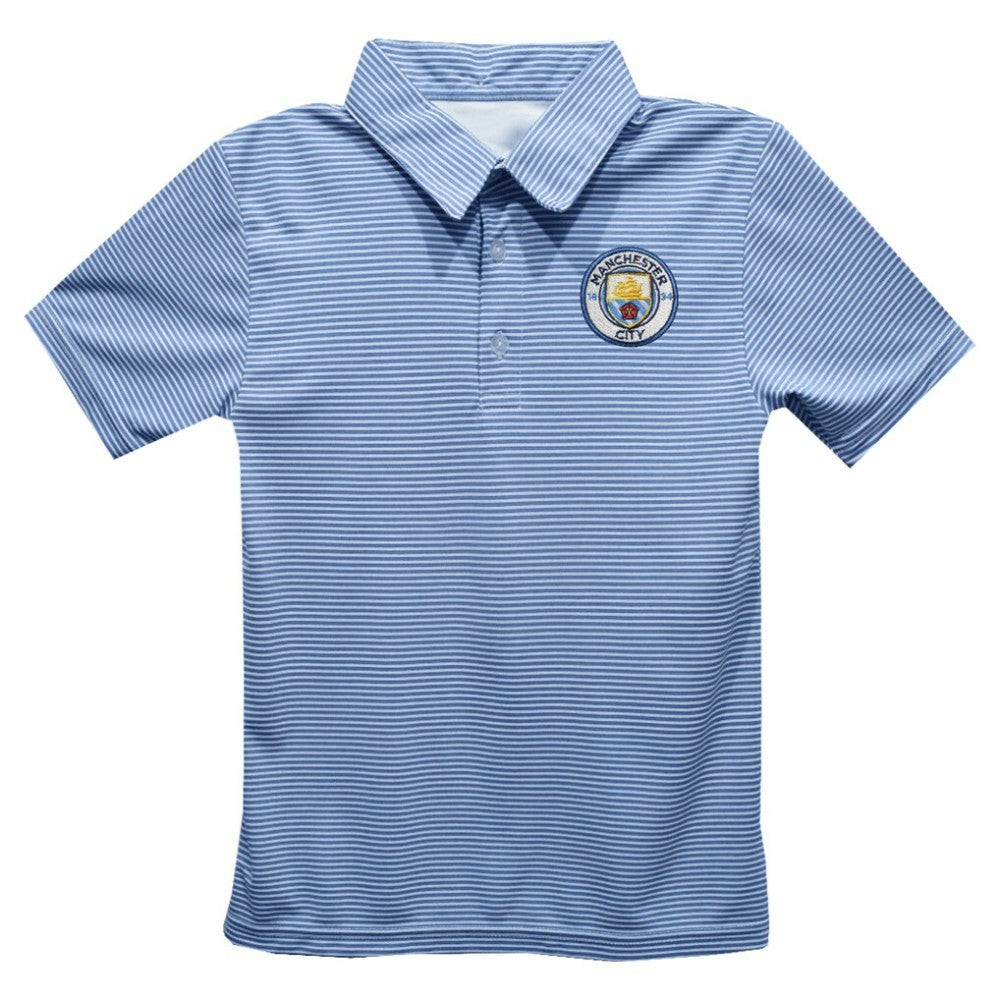 Manchester City Vive La Fete Youth Pencil Stripe Polo Sky Blue - FIFA World CUP