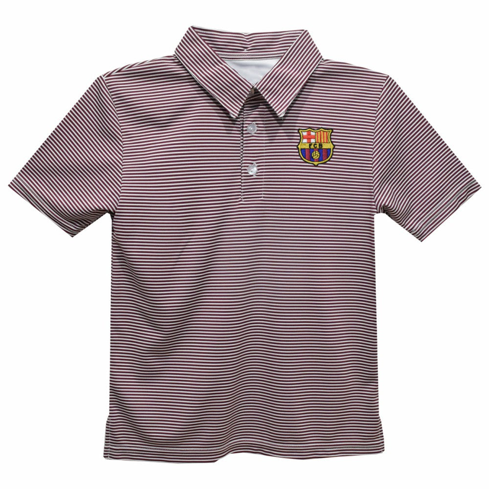 Barcelona Vive La Fete Youth Pencil Stripe Polo Maroon - FIFA World CUP