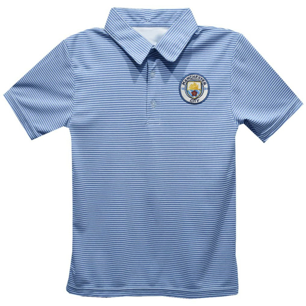 Manchester City Vive La Fete Youth Pencil Stripe Polo Sky Blue - FIFA World CUP