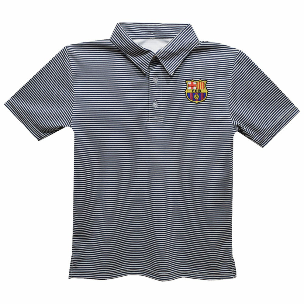 Barcelona Vive La Fete Youth Pencil Stripe Polo Navy - FIFA World CUP