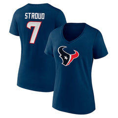 C.J. Stroud Houston Texans Women's Icon Player Name & Number V-Neck T-Shirt Navy | Fanatics