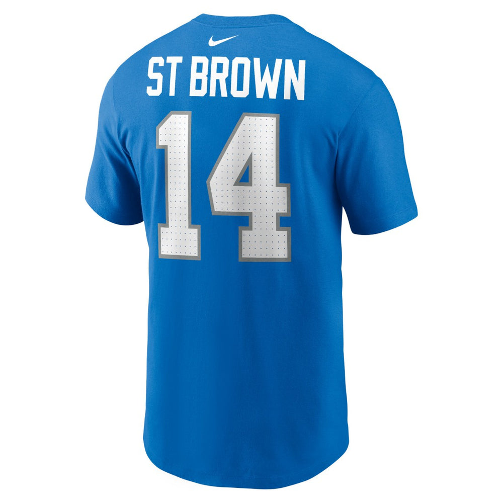 Amon-Ra St. Brown Detroit Lions Name & Number T-Shirt Blue | Nike for Sale