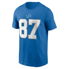 Sam LaPorta Detroit Lions Name & Number T-Shirt Blue | Nike for Sale