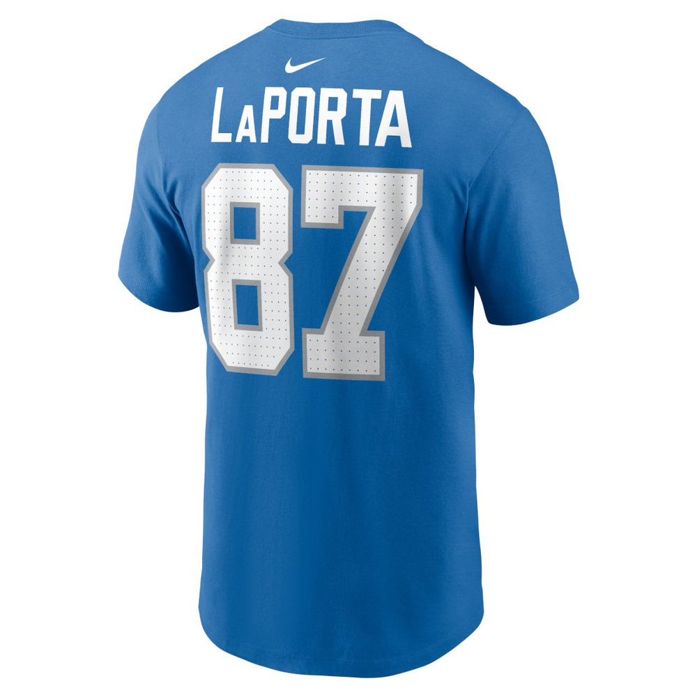 Sam LaPorta Detroit Lions Name & Number T-Shirt Blue | Nike for Sale