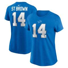 Amon-Ra St. Brown Detroit Lions Women's Player Name & Number T-Shirt Blue | Nike for Sale