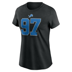 Aidan Hutchinson Detroit Lions Women's Player Name & Number T-Shirt Black | Nike for Sale