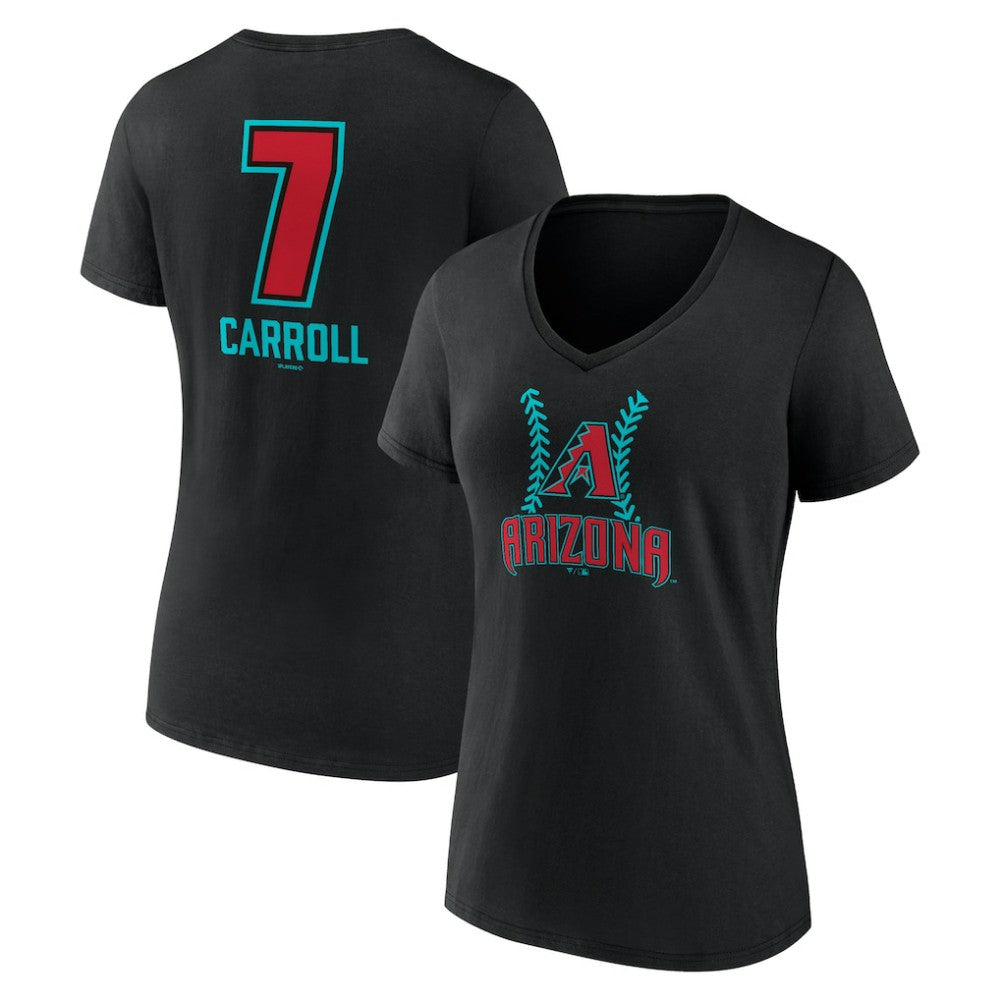 Corbin Carroll Arizona Diamondbacks Women's Name & Number Fastball V-Neck T-Shirt - MLB