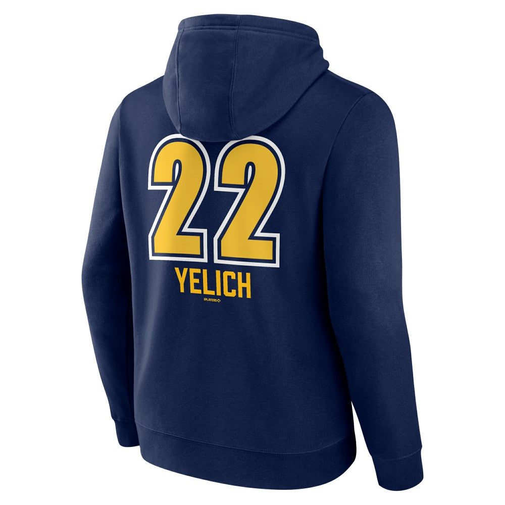 Christian Yelich Milwaukee Brewers Name & Number Fastball Pullover Hoodie - MLB