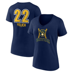 Christian Yelich Milwaukee Brewers Women's Name & Number Fastball V-Neck T-Shirt - MLB