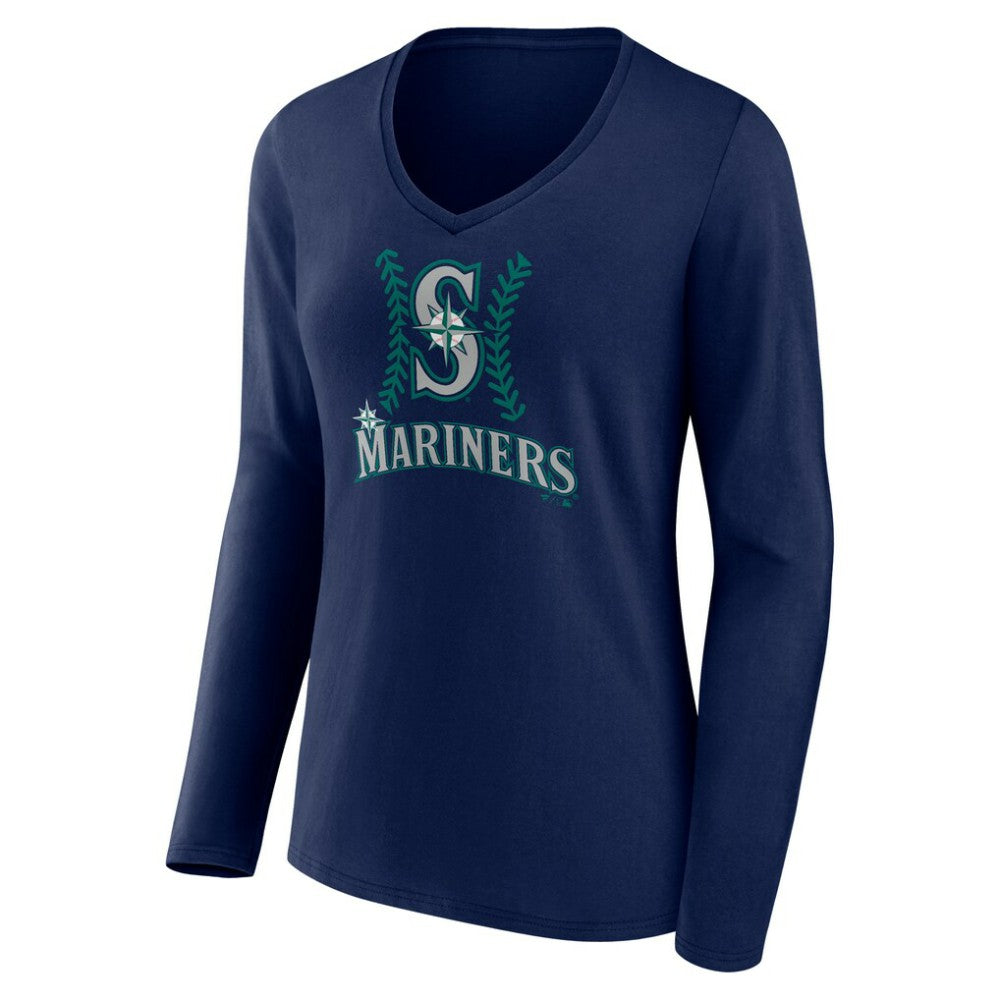 Julio Rodríguez Seattle Mariners Women's Name & Number Fastball V-Neck Long Sleeve T-Shirt - MLB