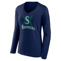 Julio Rodríguez Seattle Mariners Women's Name & Number Fastball V-Neck Long Sleeve T-Shirt - MLB